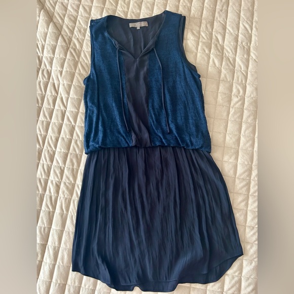 Lola & Sophie Dresses & Skirts - Lola & Sophie Navy Blue Knit & Silk Dress